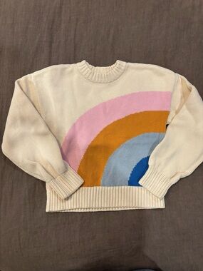Tea Collection Rainbow Knit Sweater with Pastel Arcs